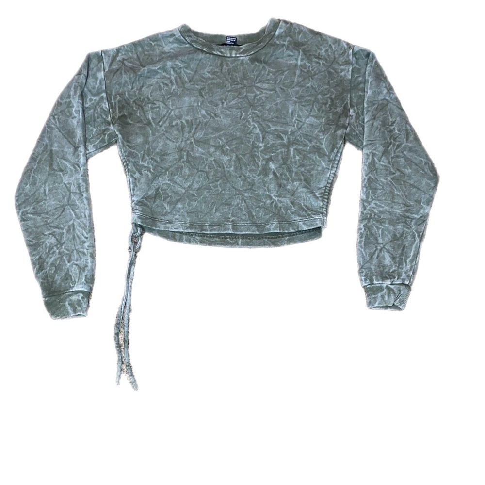 Acid Washed Cropped Sweat Shirt